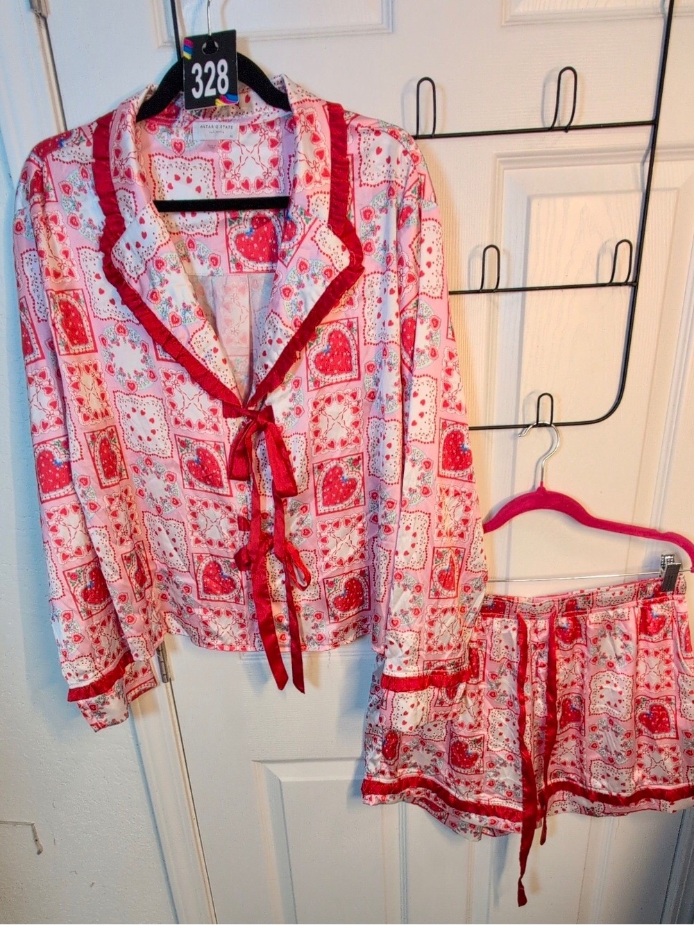 Altr’d State Satin Heart Lounge Set (Top & Shorts) XL